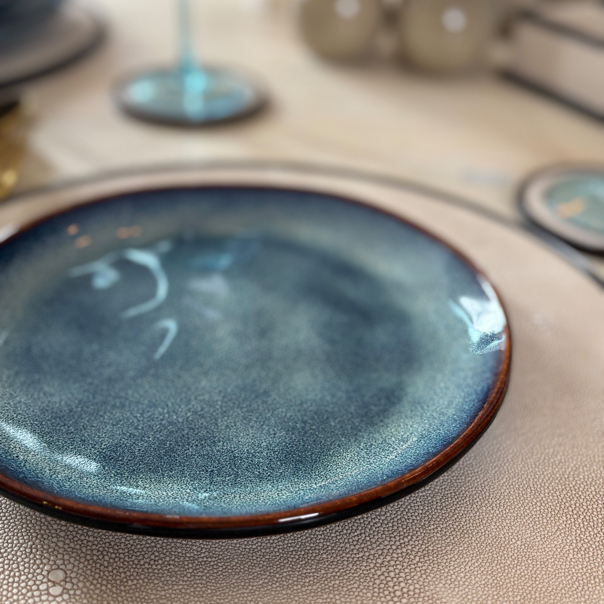 Stoneware Blue Side Plates - Set of 4